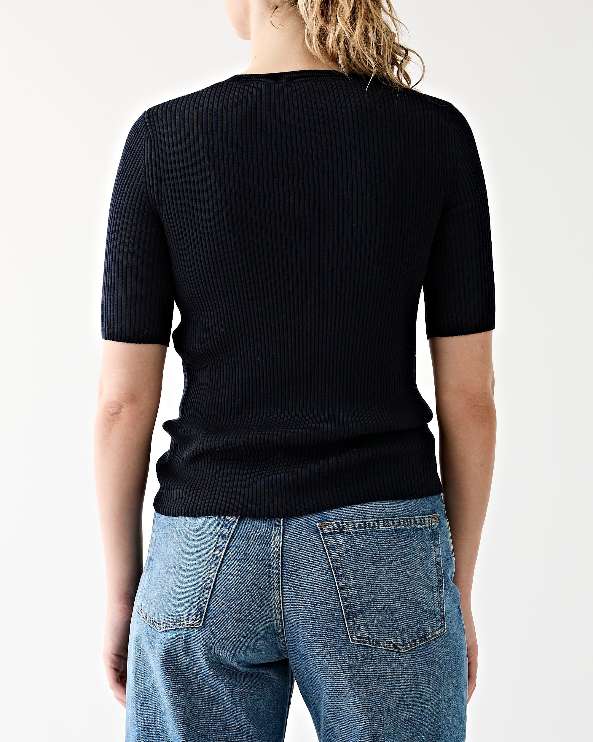 6397 Rib Elbow V Midnight T-shirt S/S Women
