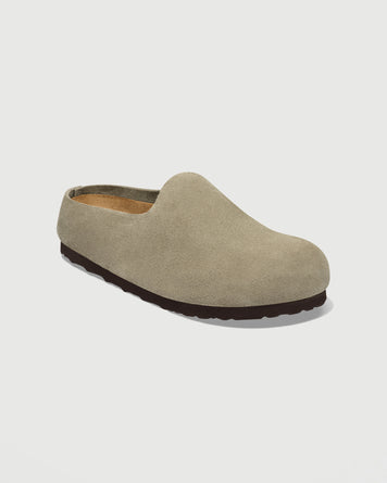 Birkenstock Amsterdam Wrapped Suede Taupe Shoes Leather Unisex