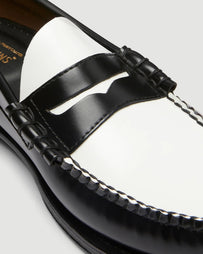 G.H. Bass Weejuns Larson Black & White Leather Loafer Shoes Leather Men