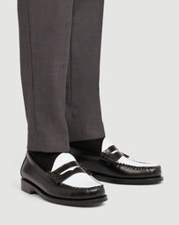 G.H. Bass Weejuns Larson Black & White Leather Loafer Shoes Leather Men