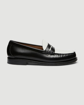 G.H. Bass Weejuns Larson Black & White Leather Loafer Shoes Leather Men