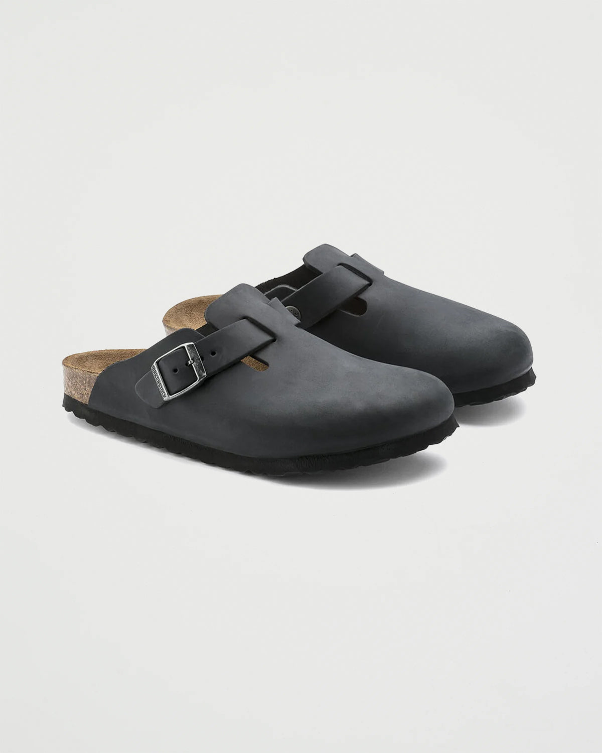 Birkenstock Boston Black Waxy Shoes Leather Unisex
