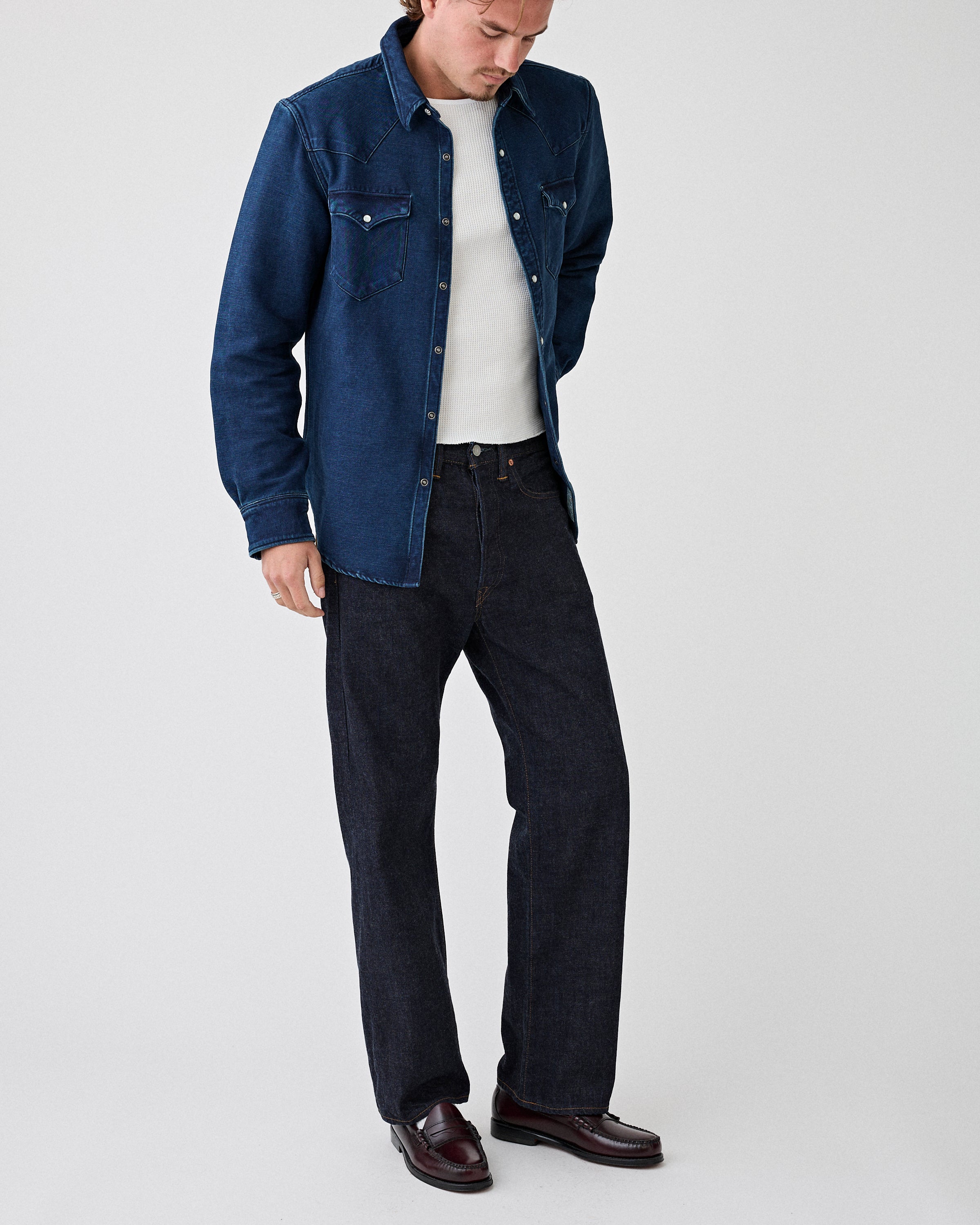 RRL Buffalo West Long Sleeve Sport Shirt Indigo Shirt L/S Men