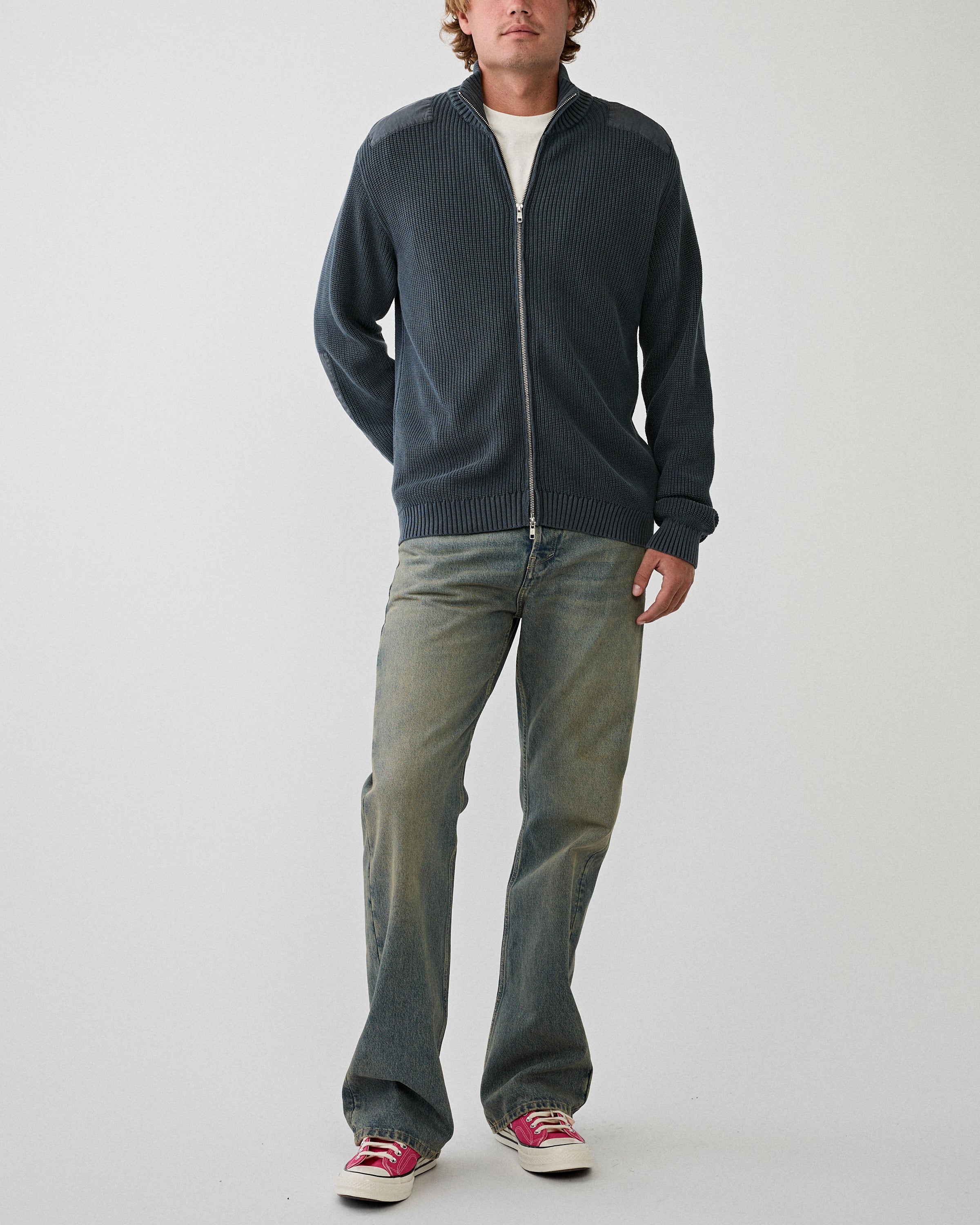 Stockholm Surfboard Club Voy Zip Sweat Washed Black Sweater Men