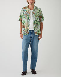 OrSlow Peacock Garden Hawaiian Shirt Green Shirt S/S Men
