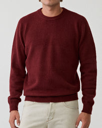 Roberto Collina Girocollo ML Garzato Bordeaux Knitwear Men