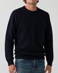 Roberto Collina Girocollo ML Garzato Navy Knitwear Men