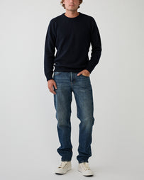 Roberto Collina Girocollo ML Garzato Navy Knitwear Men