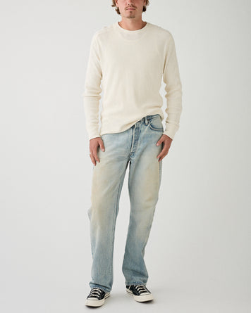 RRL Waffle Knit Crewneck White Knitwear Men