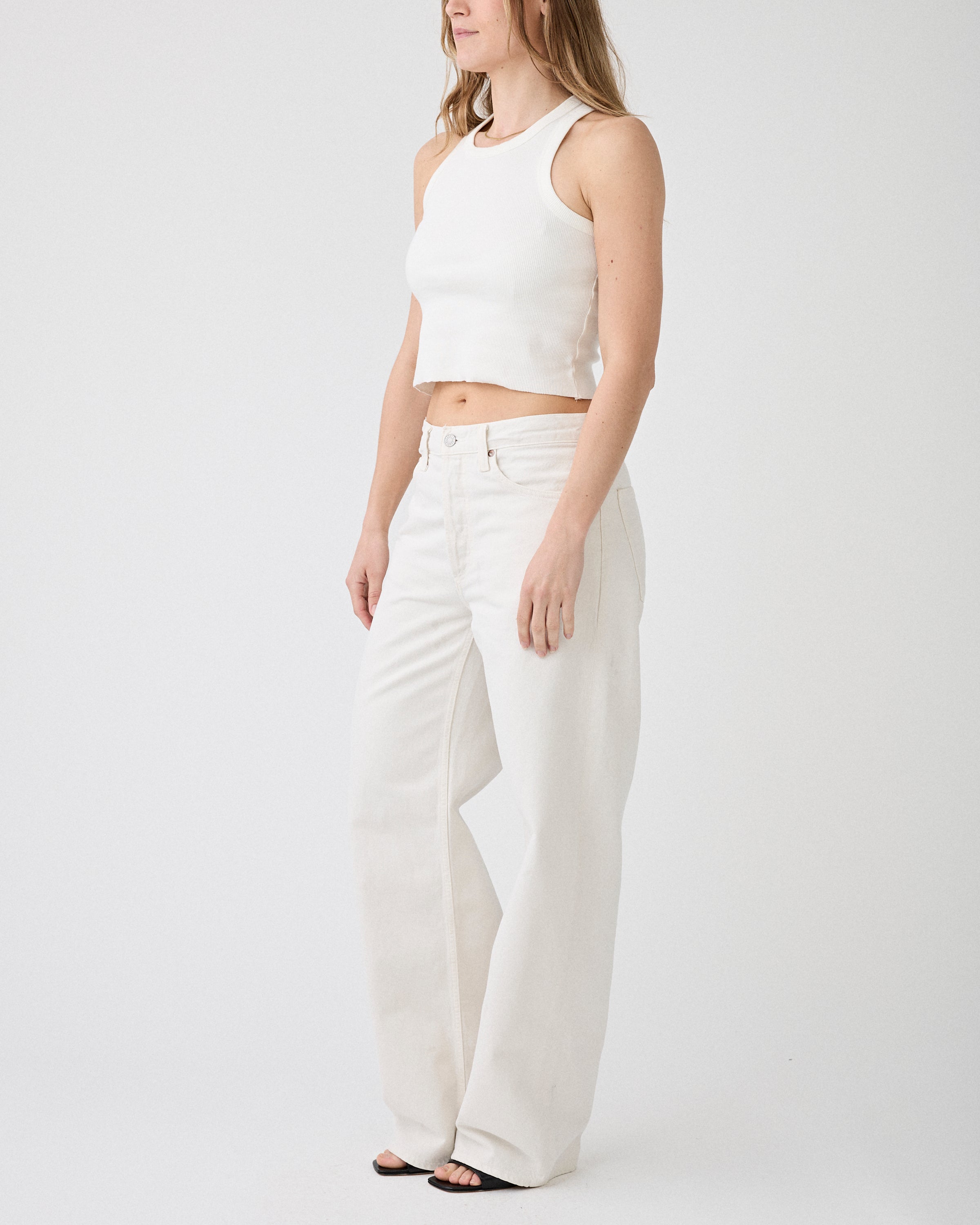 AgoldE Arc Jean Chalk White Denim Women