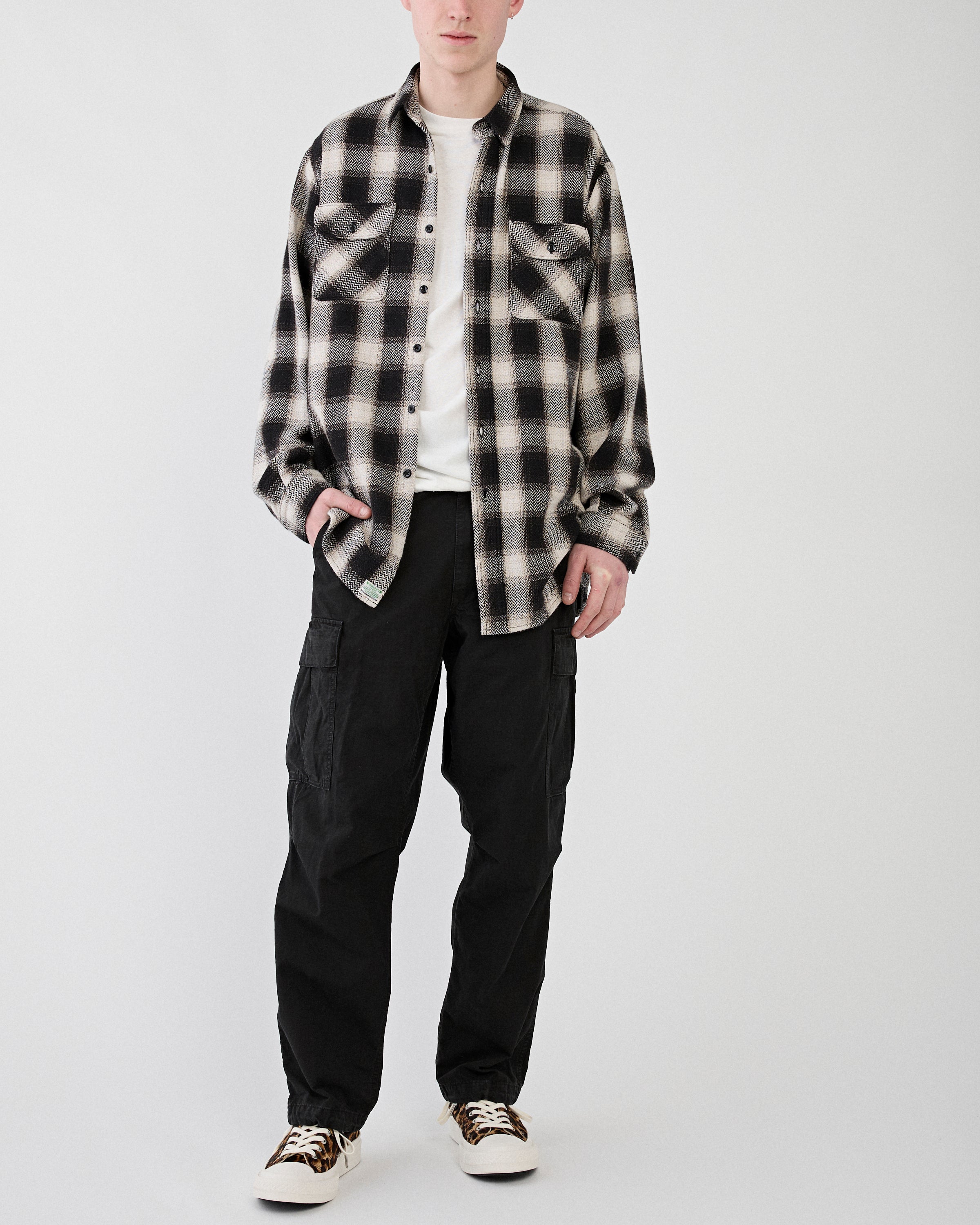 OrSlow Heavyweight Flannel Check Black Shirt L/S Men