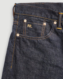 RRL Vintage 5 Pocket Full Length Straight East/West Rinse Denim Men