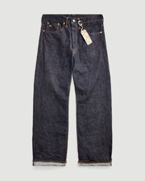 RRL Vintage 5 Pocket Full Length Straight East/West Rinse Denim Men