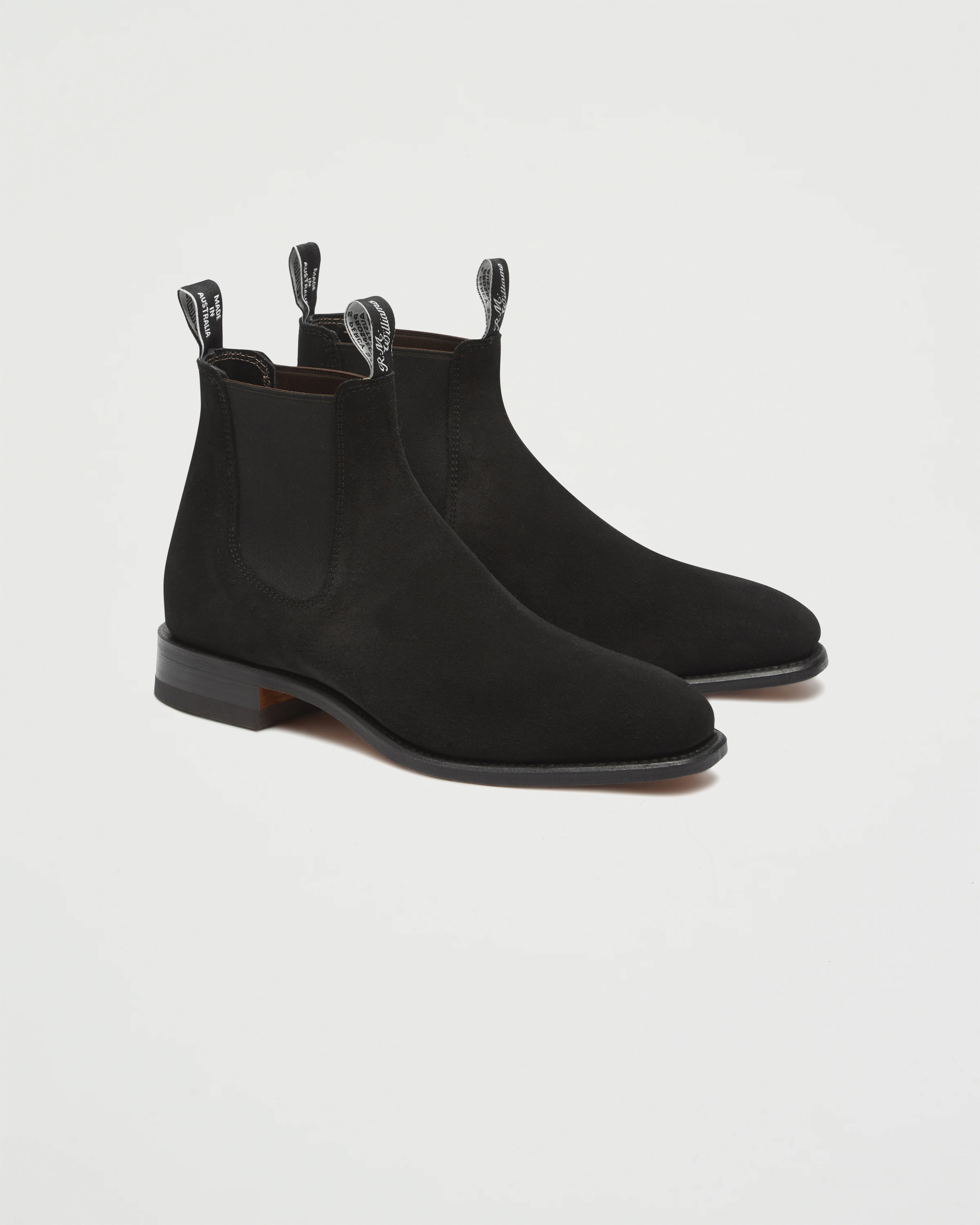 R.M. Williams Craftsman Black Yearling Suede Shoes Leather Men