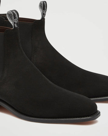 R.M. Williams Craftsman Black Yearling Suede Shoes Leather Men