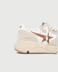 Golden Goose Running Sole Nylon Suede Upper White and Brown Star Shoes Sneaker Women